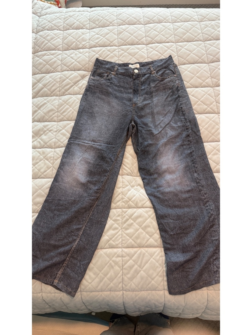 Jason Wu Trompe L’Oeil Denim Print Wide Leg Pants Size 12 Lyocell Jeans